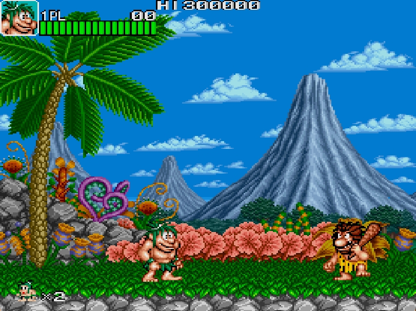 Joe and Mac - Caveman Ninja - Arcade game screenshot (1991) by Data East